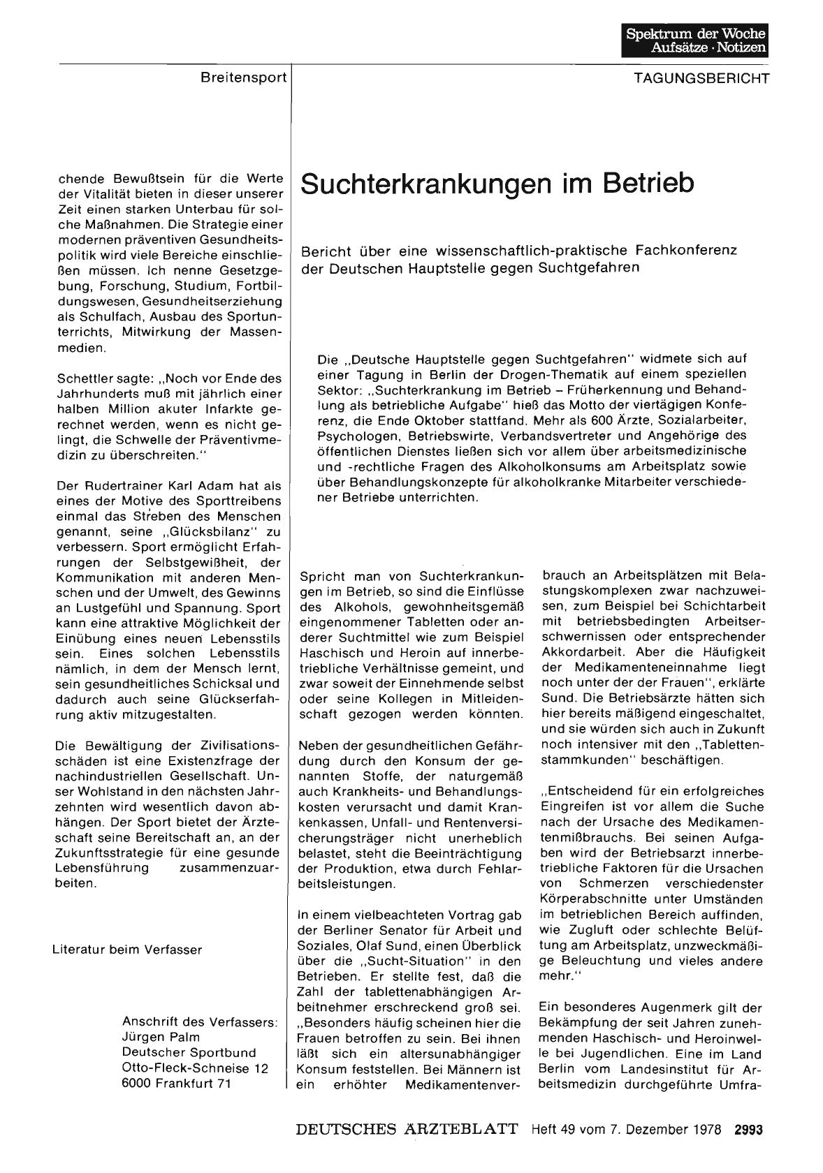 Vorschauseite 1: Suchterkrankungen im Betrieb: Bericht über eine wissenschaftlich-praktische Fachkonferenz der Deutschen Hauptstelle gegen Suchtgefahren
