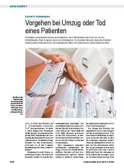 Vorschauseite 1: Einsicht in Patientenakten: Vorgehen bei Umzug oder Tod eines Patienten