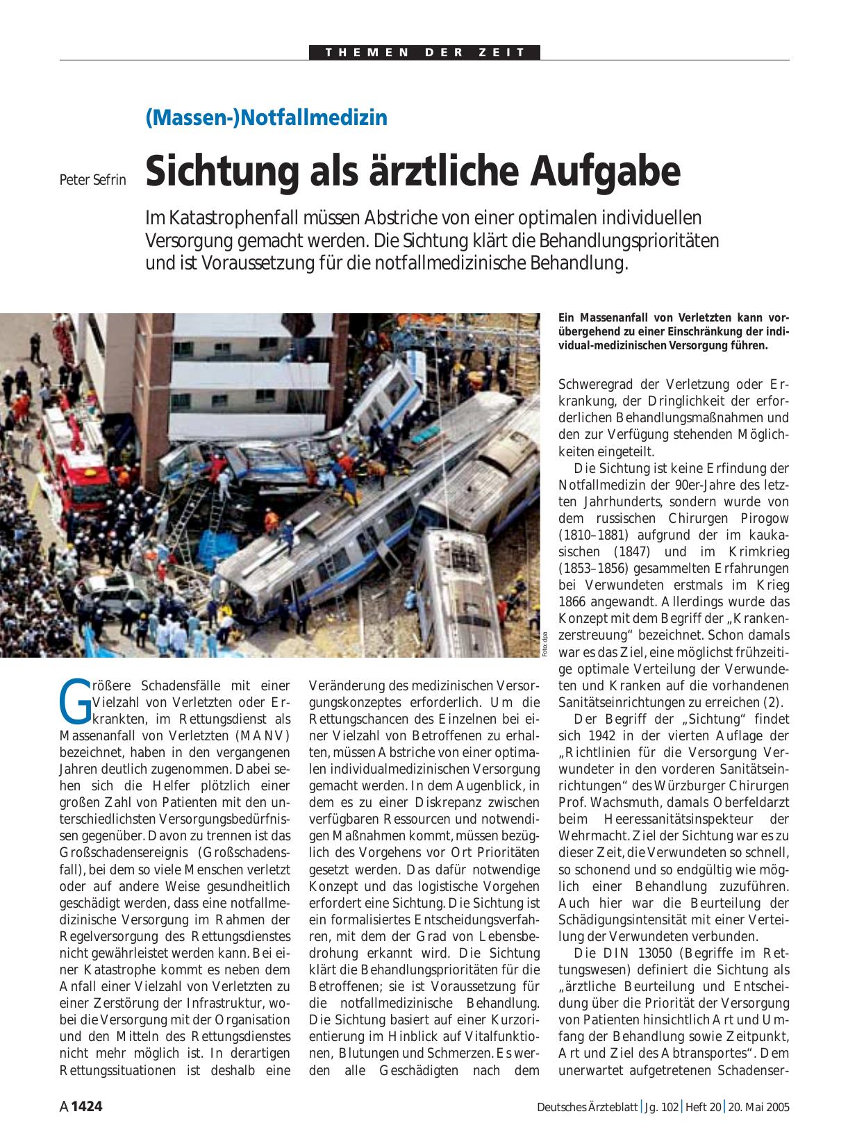 Vorschauseite 1: (Massen-)Notfallmedizin: Sichtung als ärztliche Aufgabe