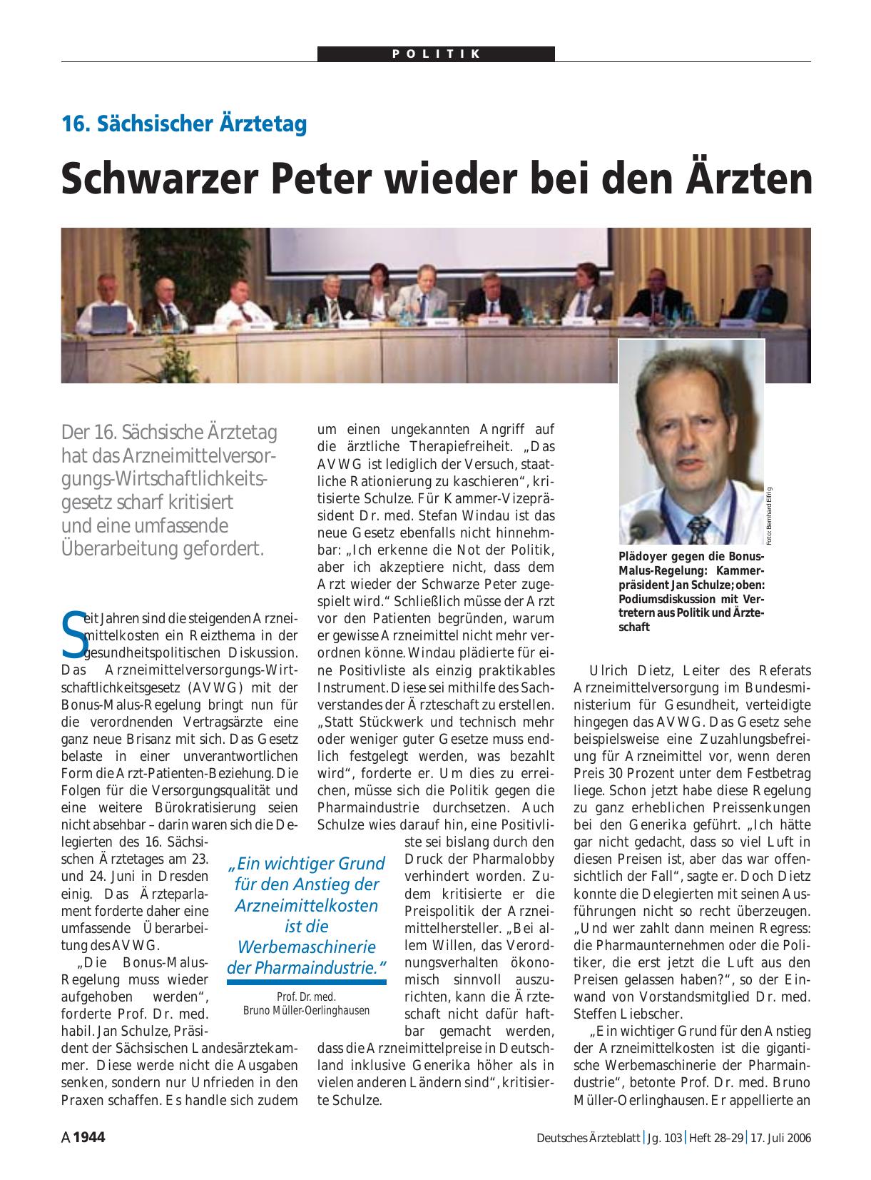 Vorschauseite 1: 16. Sächsischer Ärztetag: Schwarzer Peter wieder bei den Ärzten