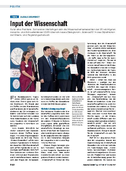 Vorschauseite 1: Globale Gesundheit: Input der Wissenschaft
