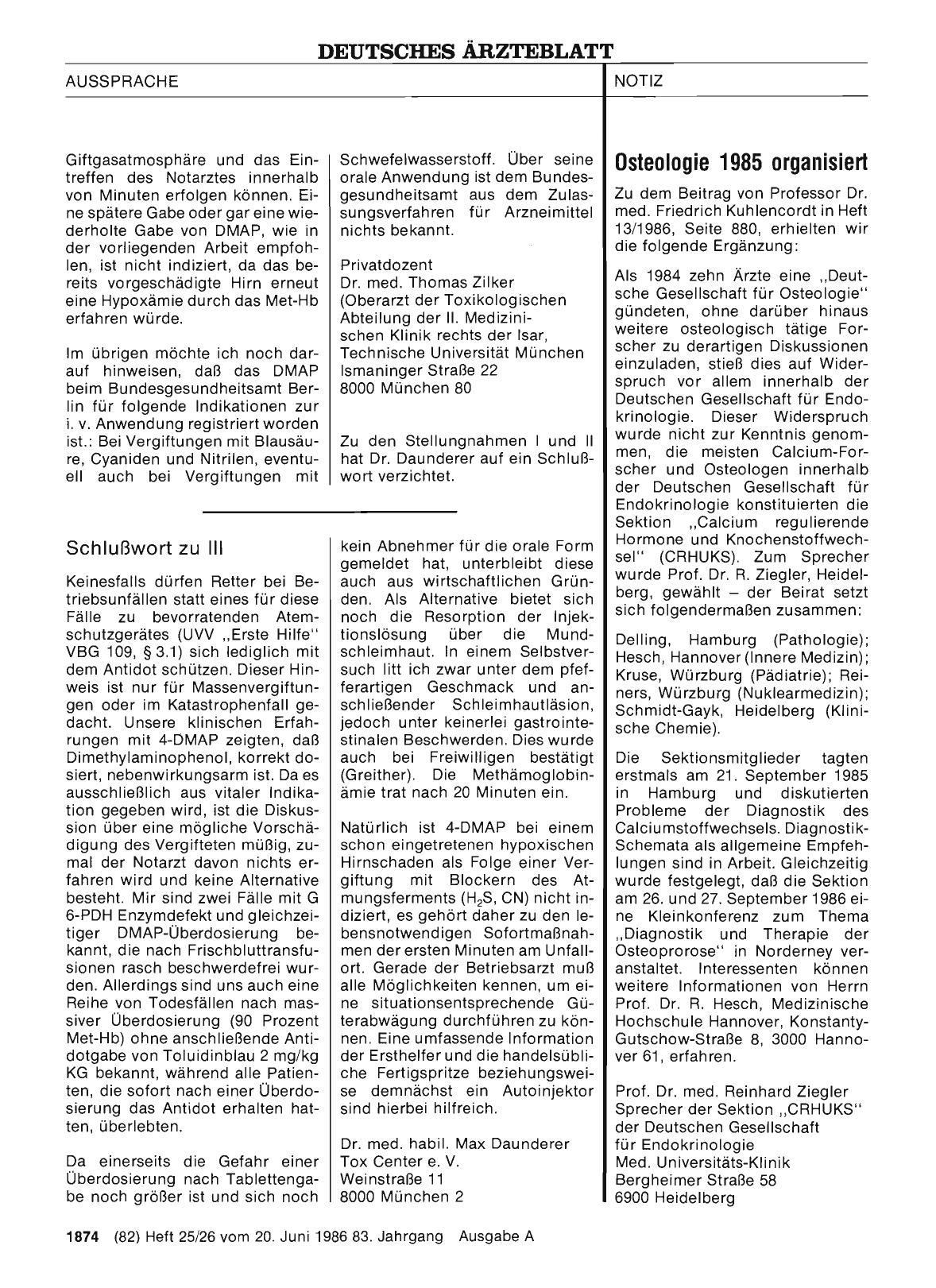 Vorschauseite 1: Osteologie 1985 organisiert