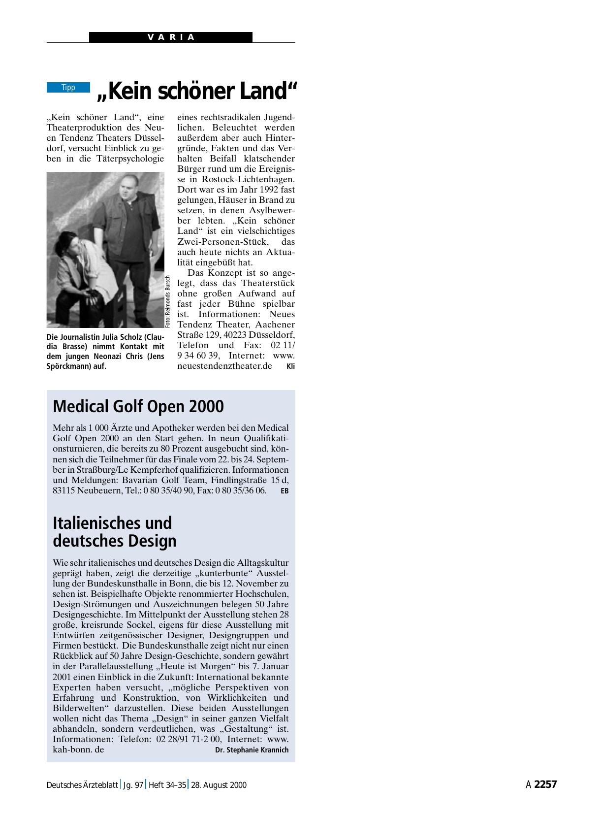 Vorschauseite 1: Medical Golf Open 2000