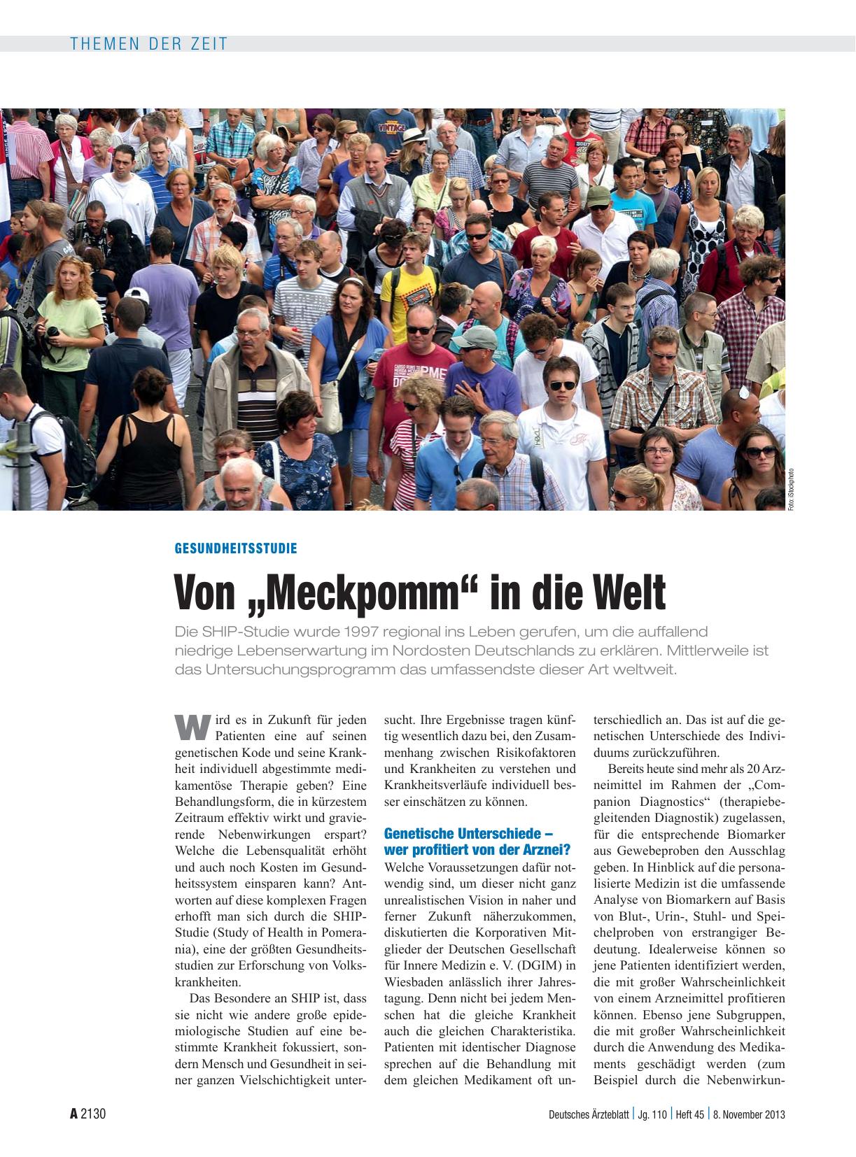 Vorschauseite 1: Gesundheitsstudie: Von „Meckpomm“ in die Welt