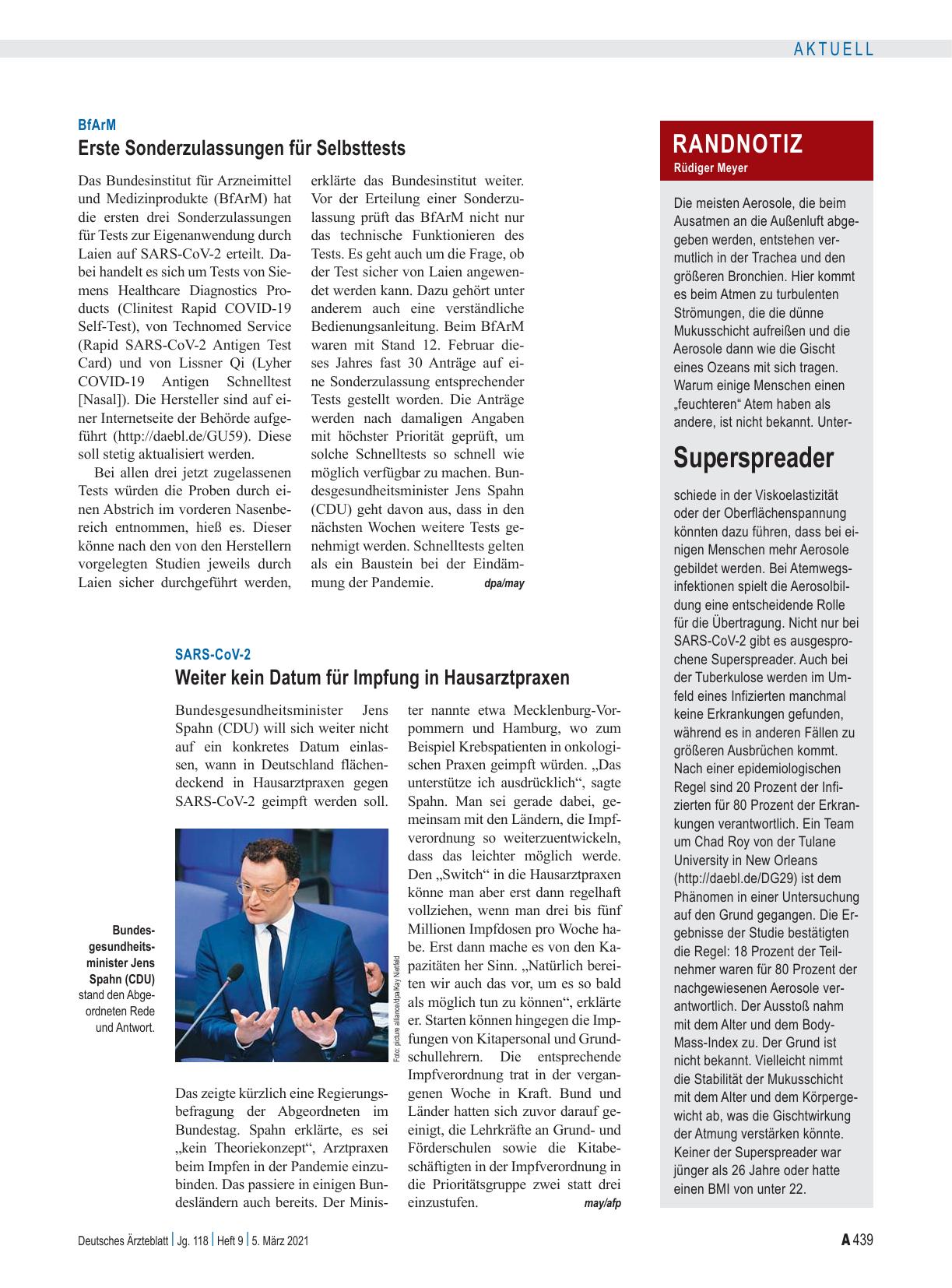 Vorschauseite 1: BfArM: Erste Sonderzulassungen für Selbsttests