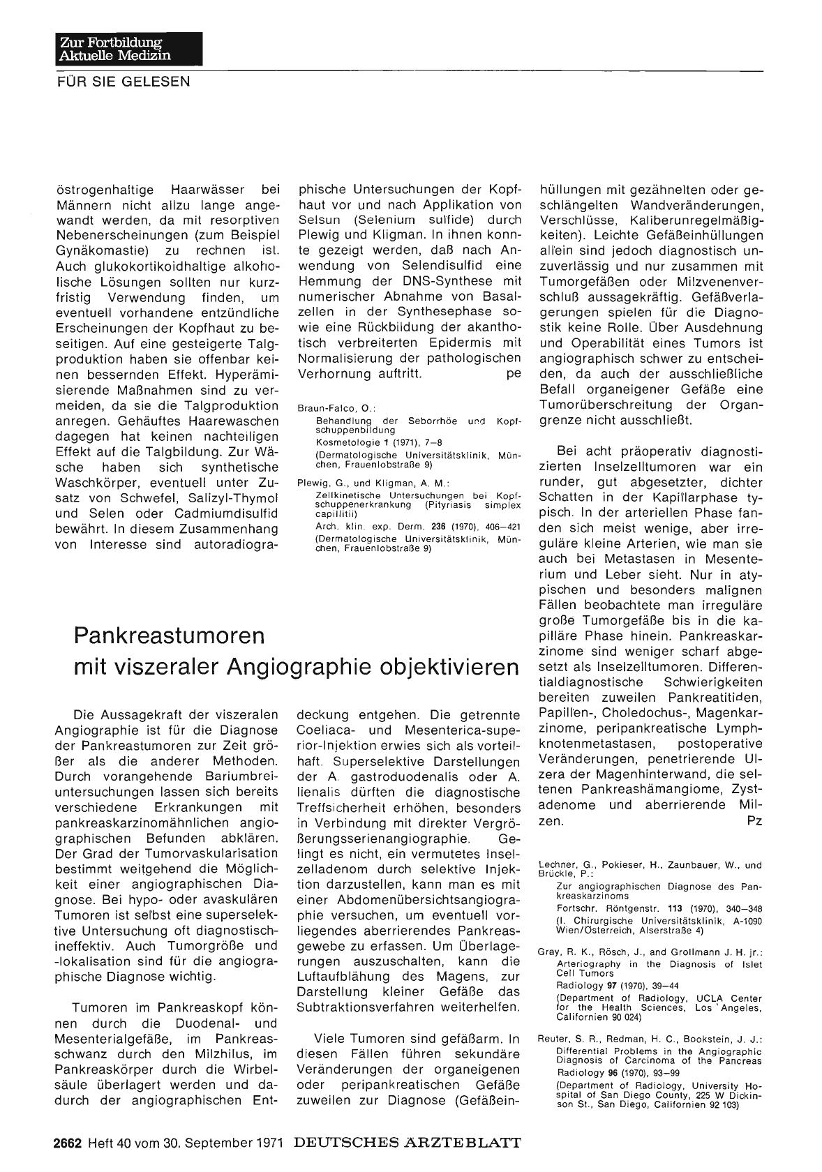 Vorschauseite 1: Pankreastumoren mit viszeraler Angiographie objektivieren