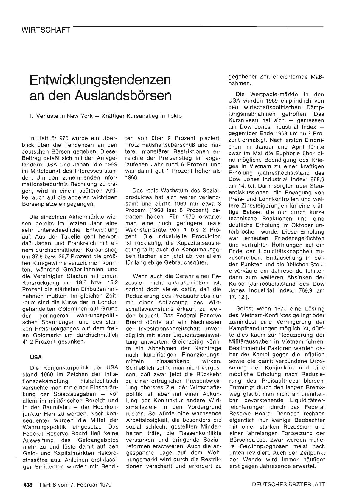 Vorschauseite 1: Entwicklungstendenzen an den Auslandsbörsen