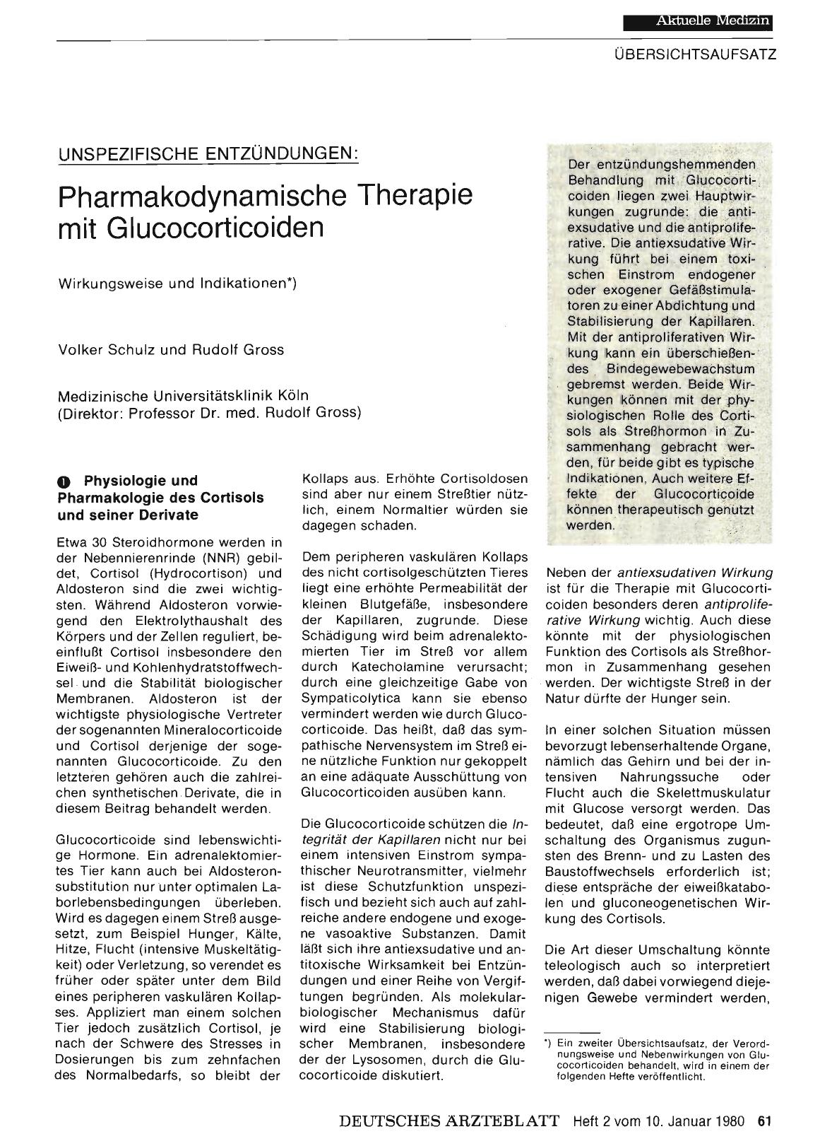 Vorschauseite 1: Unspezifische Entzündungen: Pharmakodynamische Therapie mit Glucocorticoiden