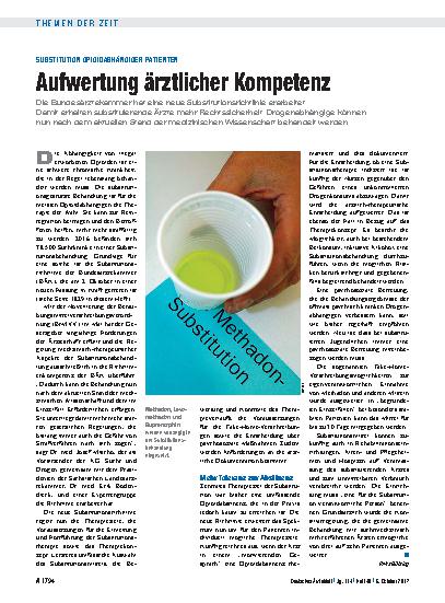 Vorschauseite 1: Substitution opioidabhängiger Patienten: Aufwertung ärztlicher Kompetenz
