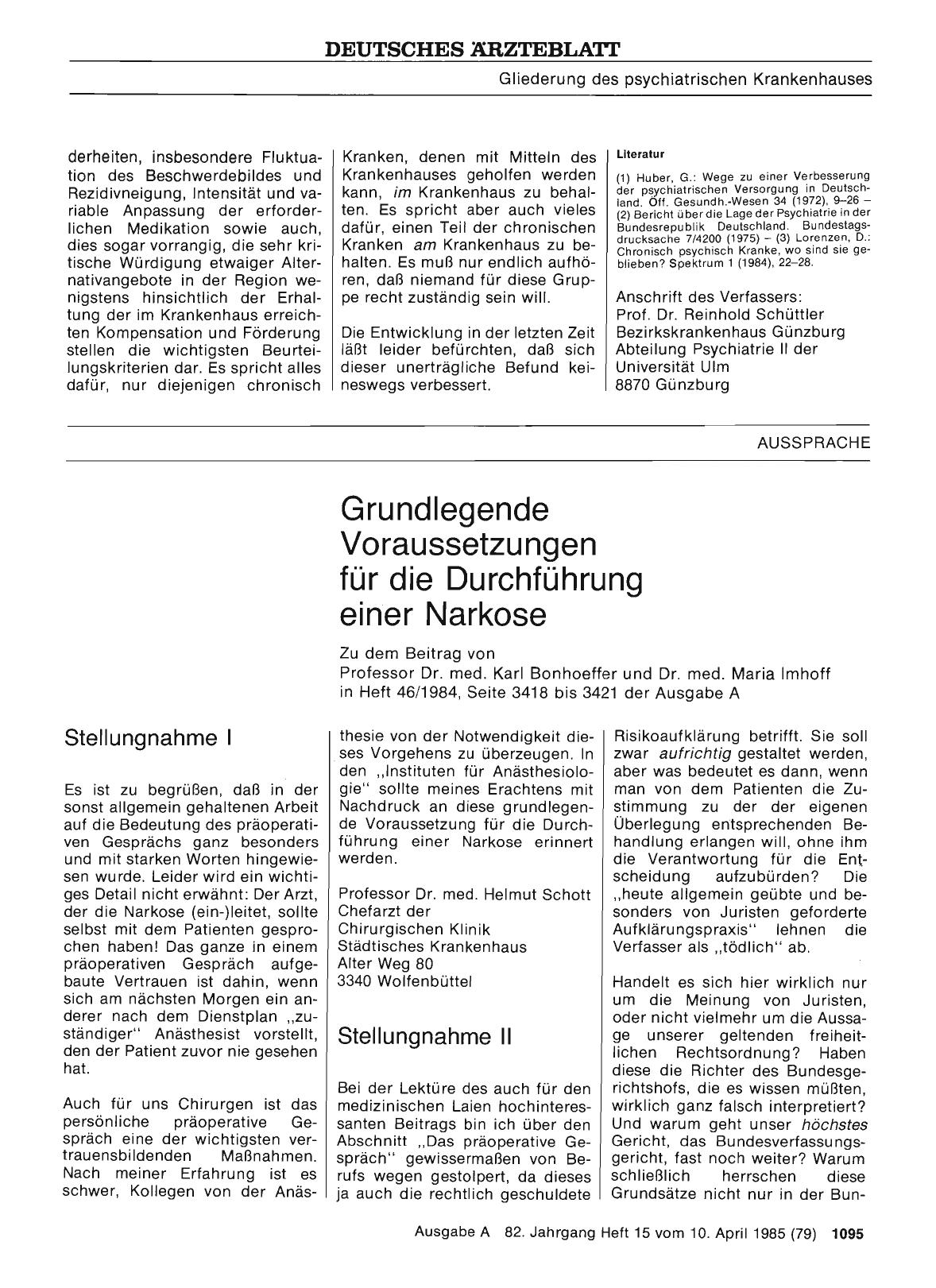 Vorschauseite 1: Grundlegende Voraussetzungen für die Durchführung einer Narkose: Stellungnahme II