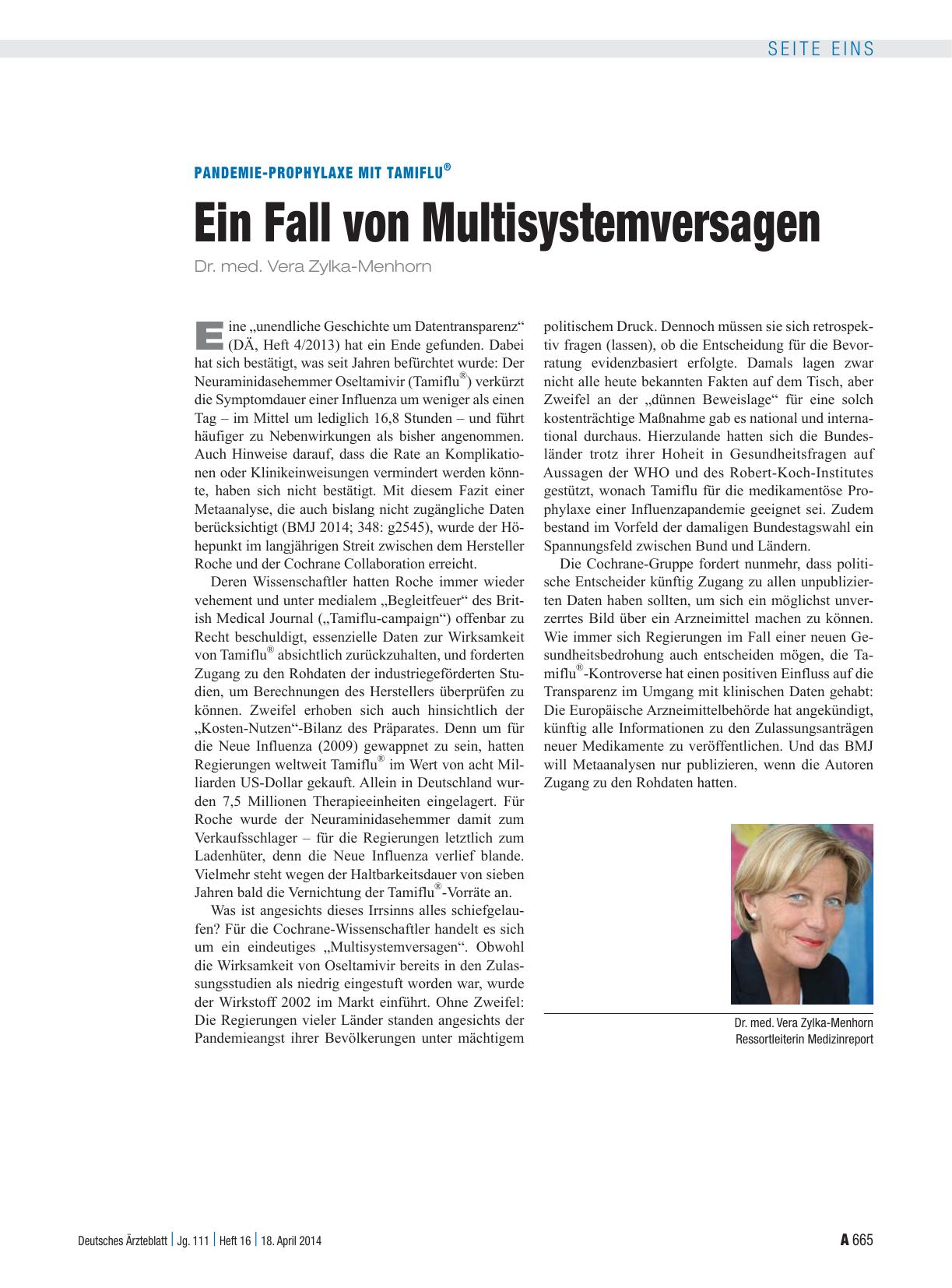 Vorschauseite 1: Pandemie-Prophylaxe mit Tamiflu®: Ein Fall von Multisystemversagen