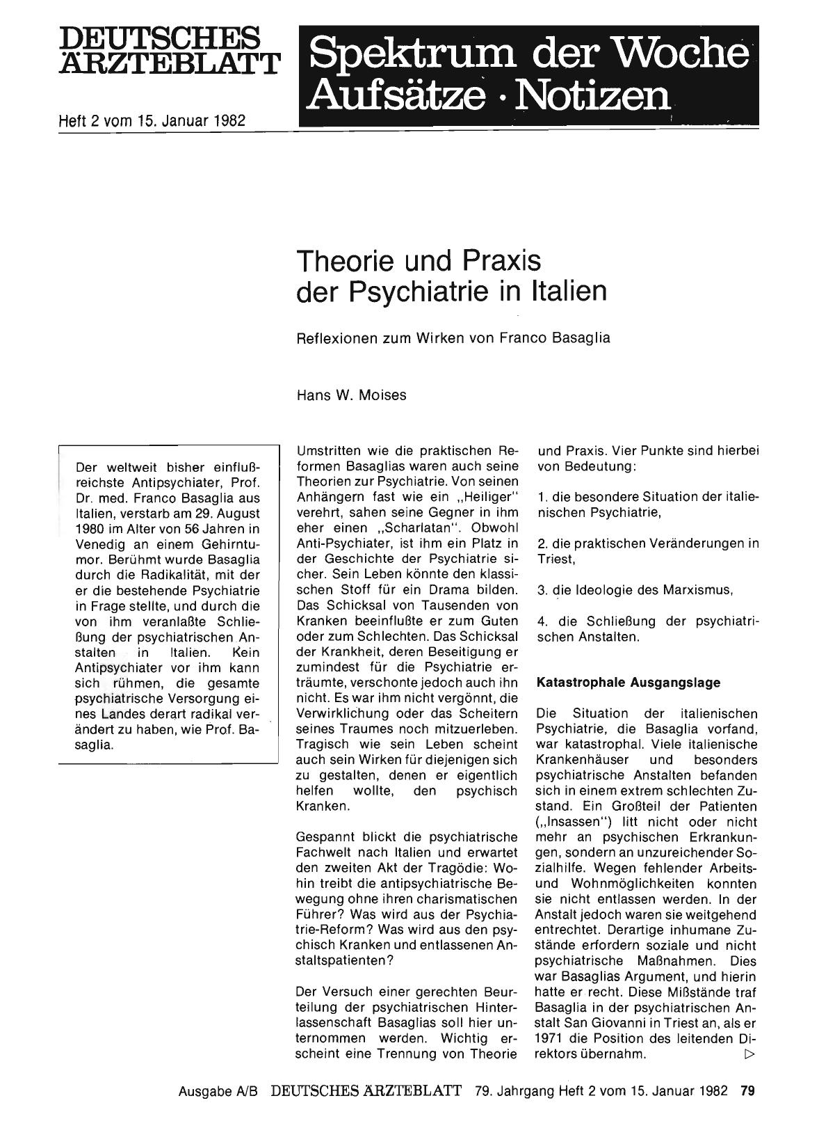 Vorschauseite 1: Theorie und Praxis der Psychiatrie in Italien