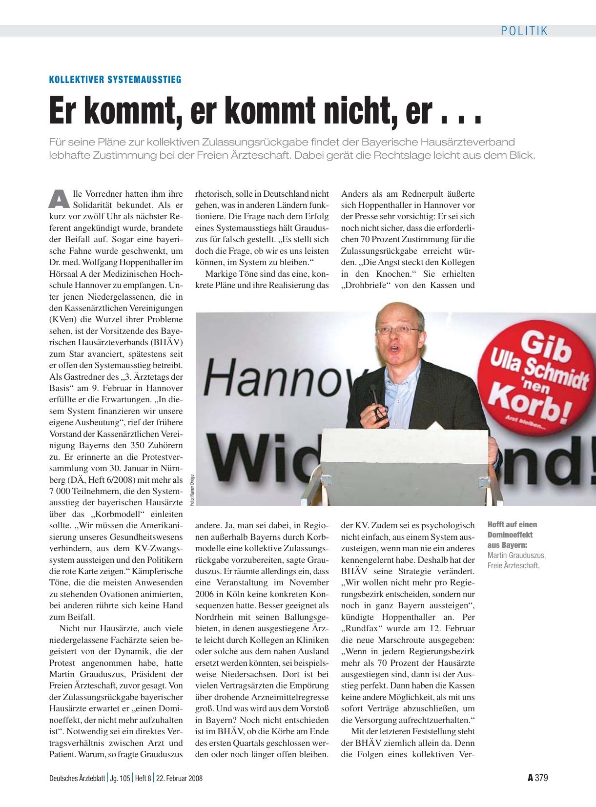Vorschauseite 1: Kollektiver Systemausstieg: Er kommt, er kommt nicht, er. ..