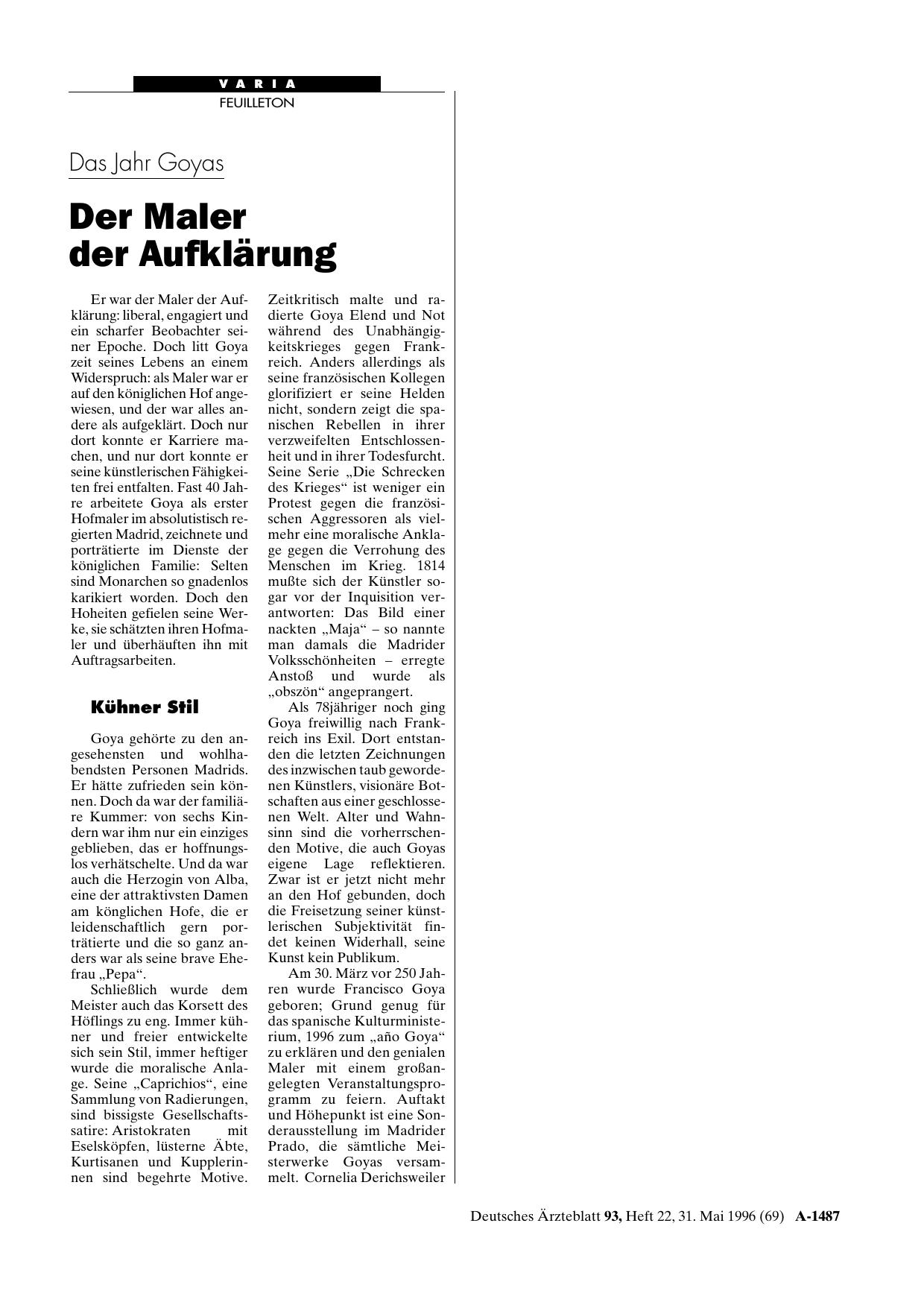 Vorschauseite 1: Das Jahr Goyas: Der Maler der Aufklärung