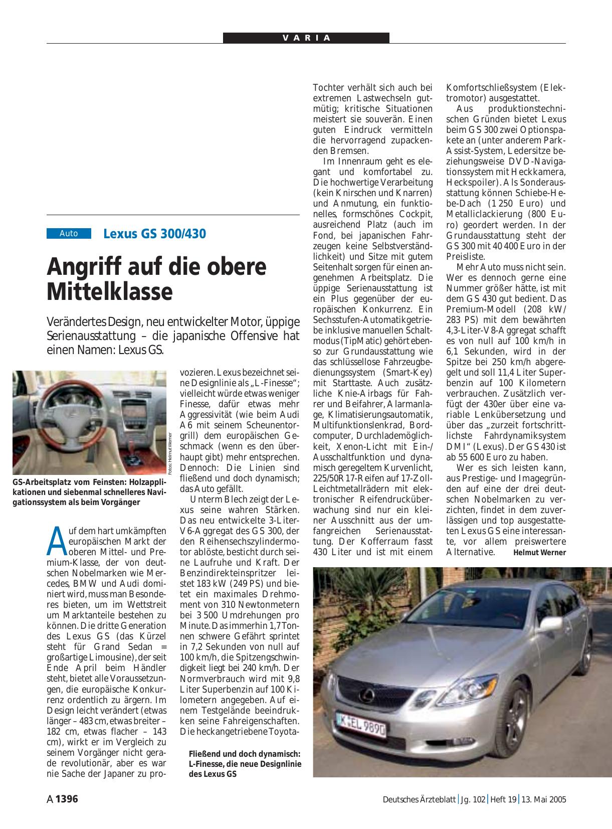Vorschauseite 1: Lexus GS 300/430: Angriff auf die obere Mittelklasse