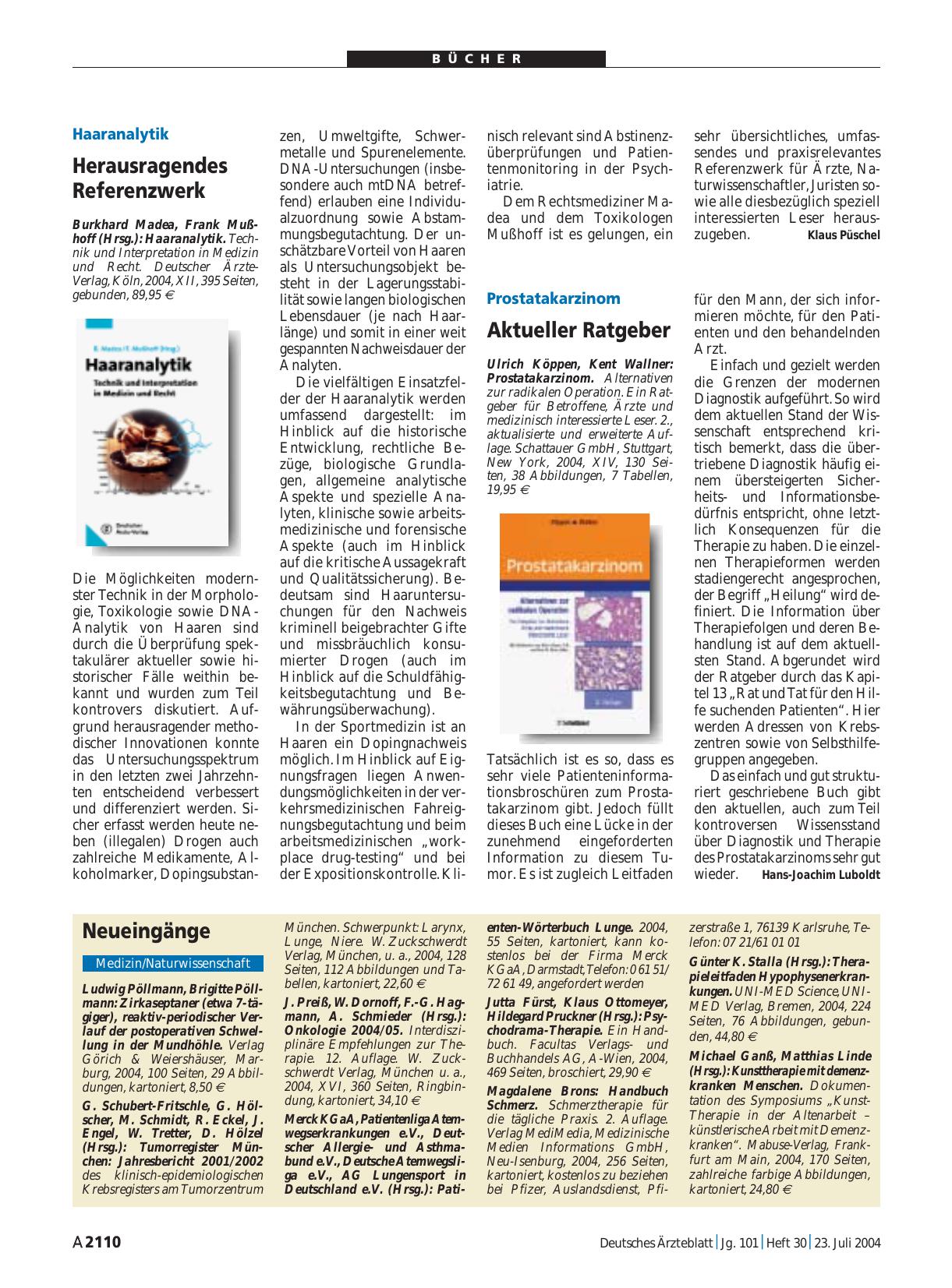 Vorschauseite 1: Haaranalytik