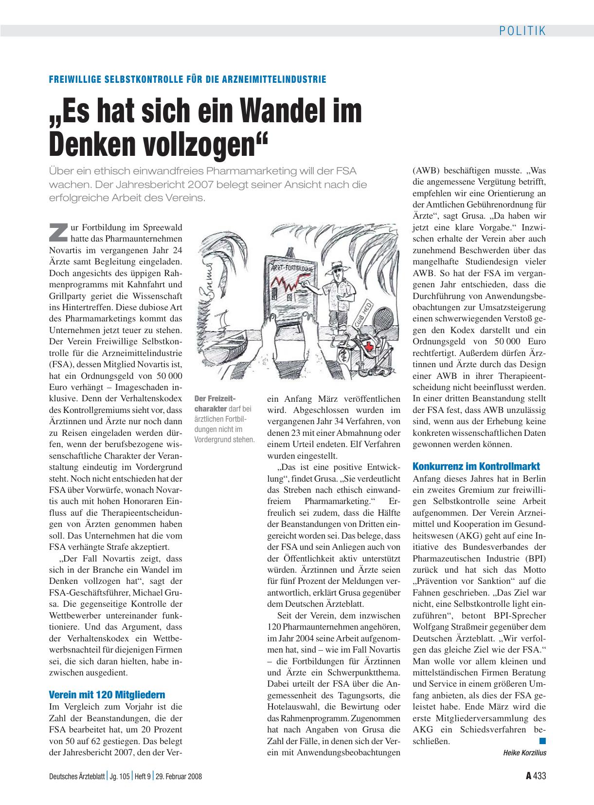 Vorschauseite 1: Freiwillige Selbstkontrolle für die Arzneimittelindustrie: „Es hat sich ein Wandel im Denken vollzogen“