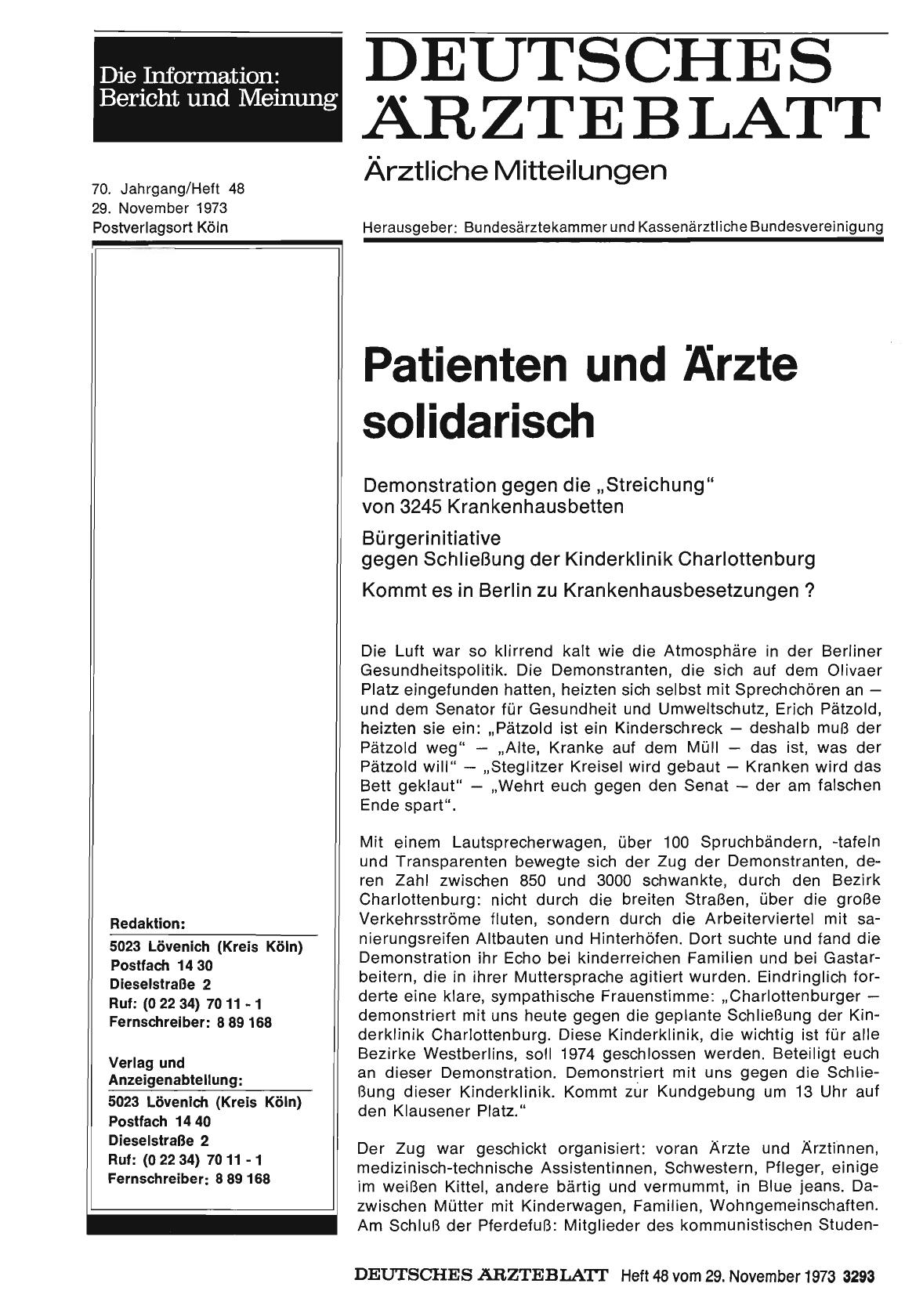 Vorschauseite 1: Patienten und Ärzte solidarisch