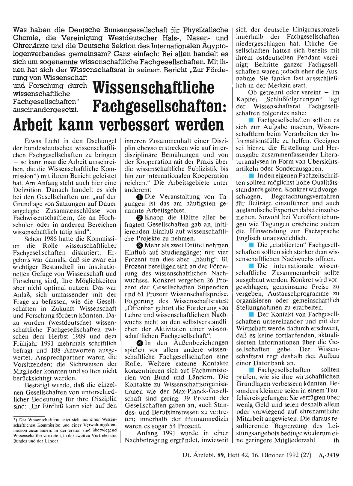 Vorschauseite 1: Wissenschaftliche Fachgesellschaften: Arbeit kann verbessert werden