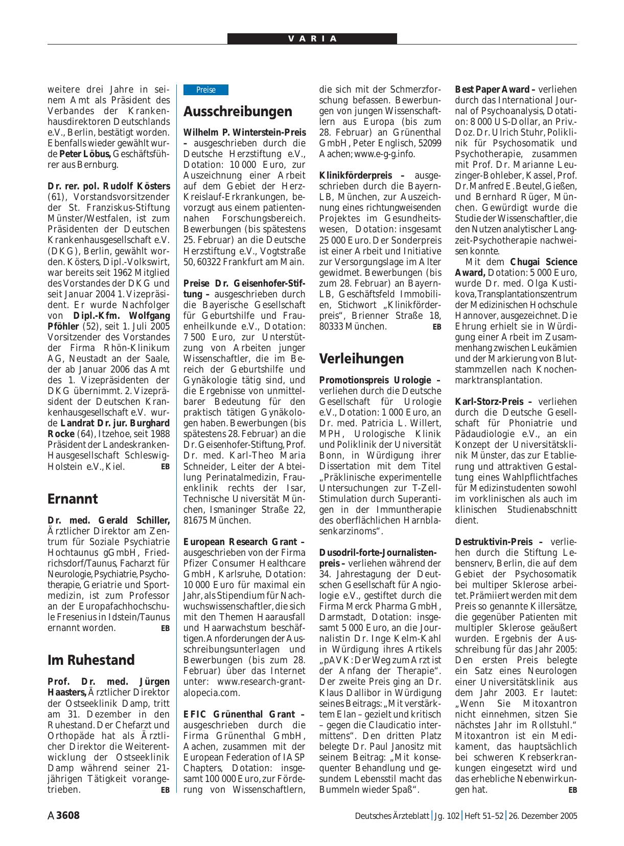 Vorschauseite 1: Ausschreibungen