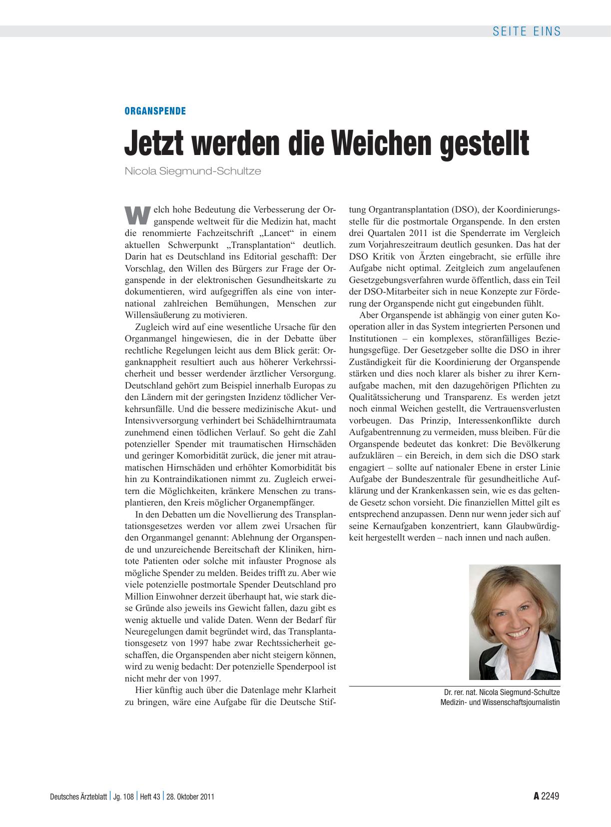 Vorschauseite 1: Organspende: Jetzt werden die Weichen gestellt