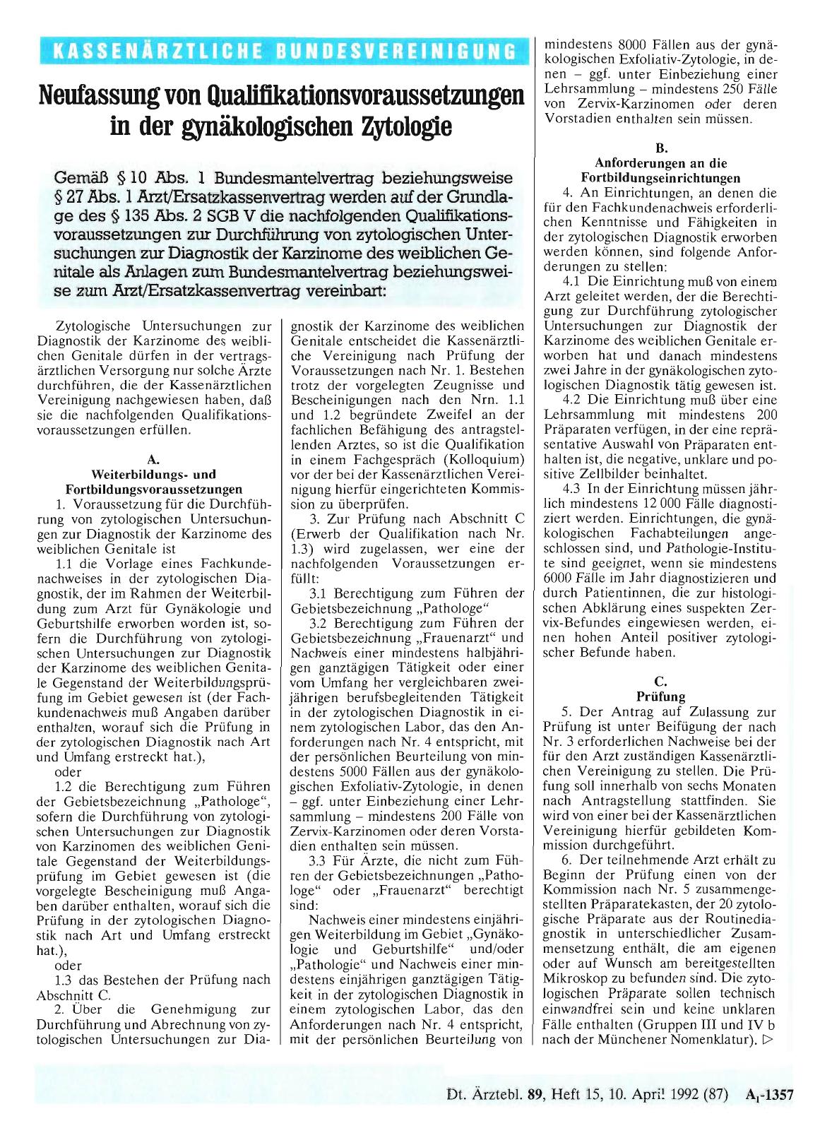 Vorschauseite 1: Neufassung von Qualifikationsvoraussetzungen in der gynäkologischen Zytologie