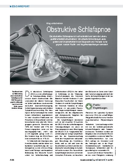 Vorschauseite 1: Klug entscheiden: Obstruktive Schlafapnoe
