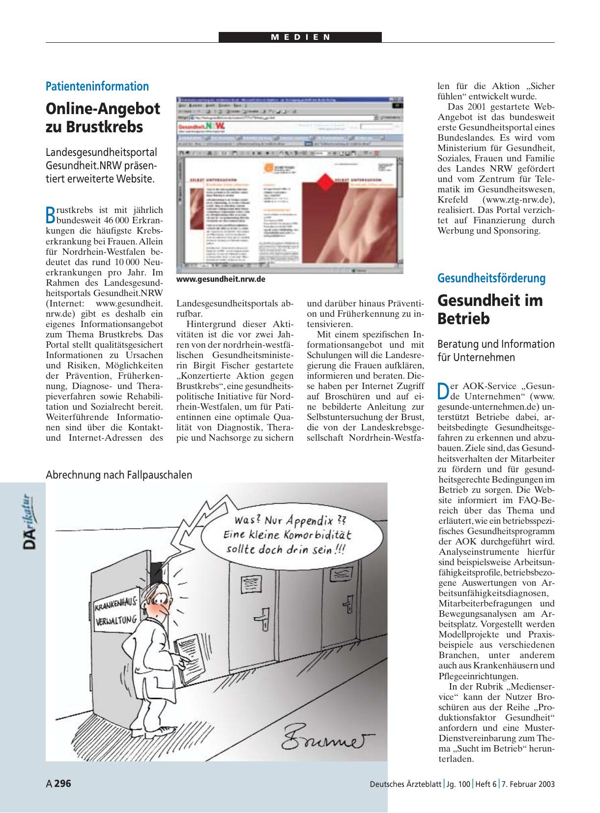 Vorschauseite 1: Patienteninformation: Online-Angebot zu Brustkrebs