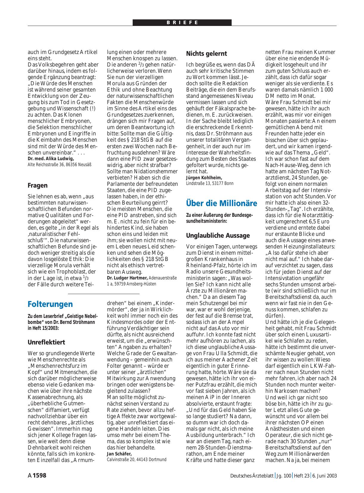 Vorschauseite 1: Folterungen: Unreflektiert