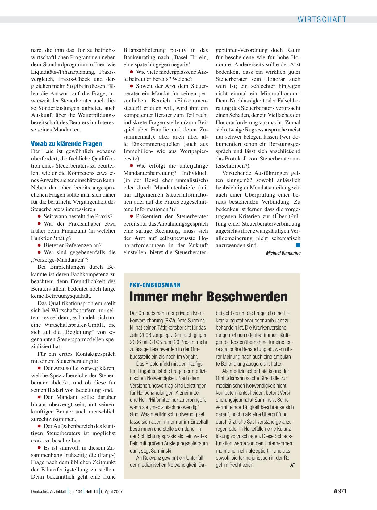 Vorschauseite 1: PKV-Ombudsmann: Immer mehr Beschwerden