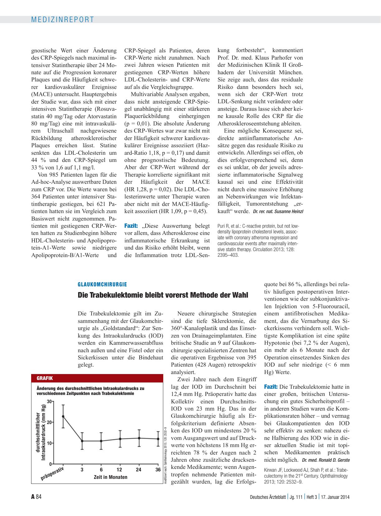 Vorschauseite 1: Glaukomchirurgie: Die Trabekulektomie bleibt vorerst Methode der Wahl