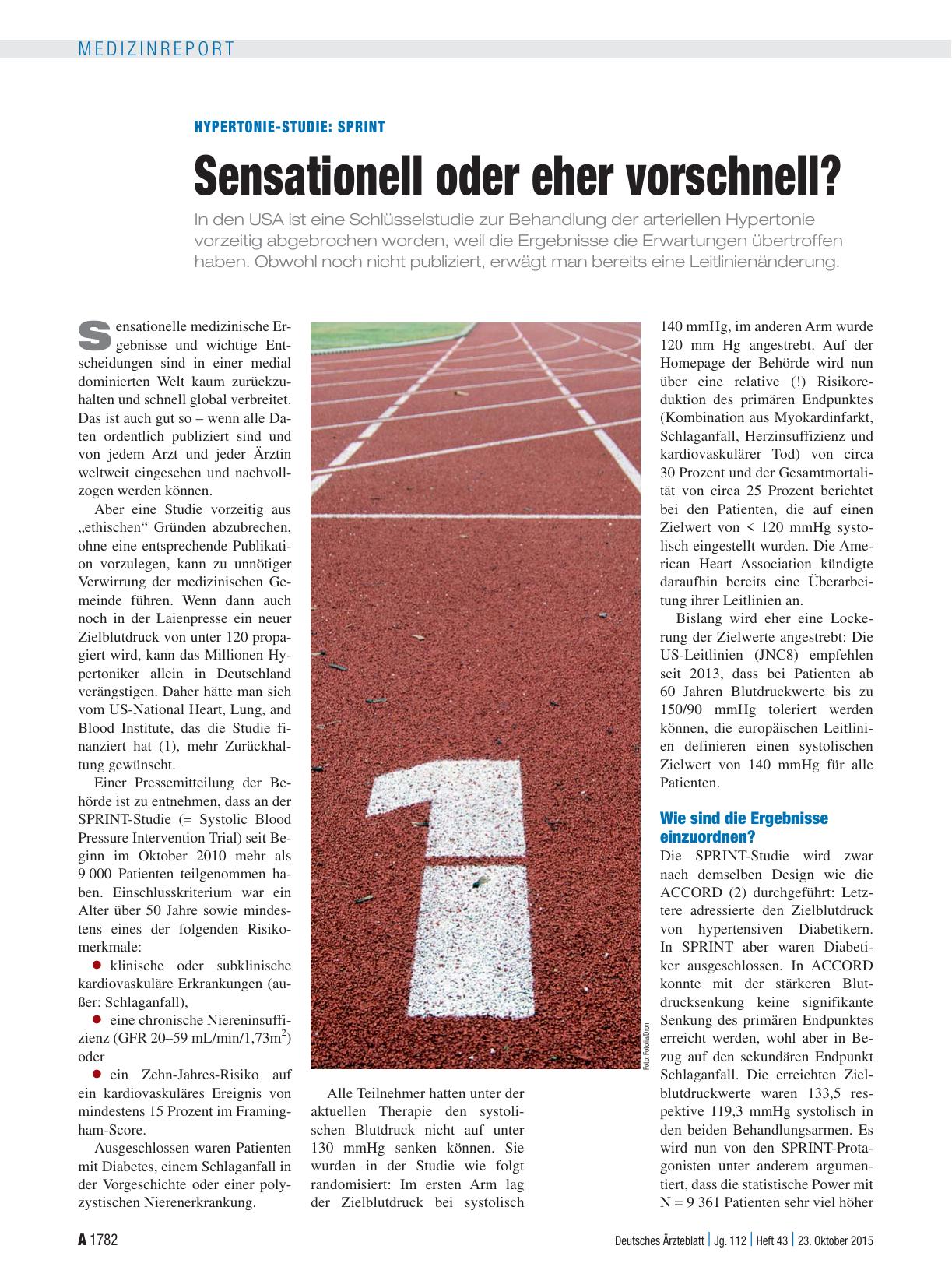 Vorschauseite 1: Hypertonie-Studie: Sprint – Sensationell oder eher vorschnell?