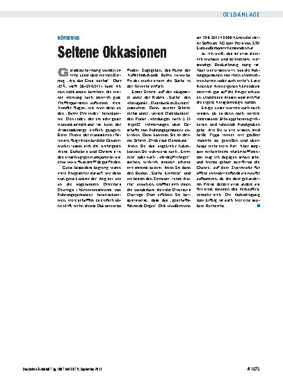Vorschauseite 1: Börsebius: Seltene Okkasionen