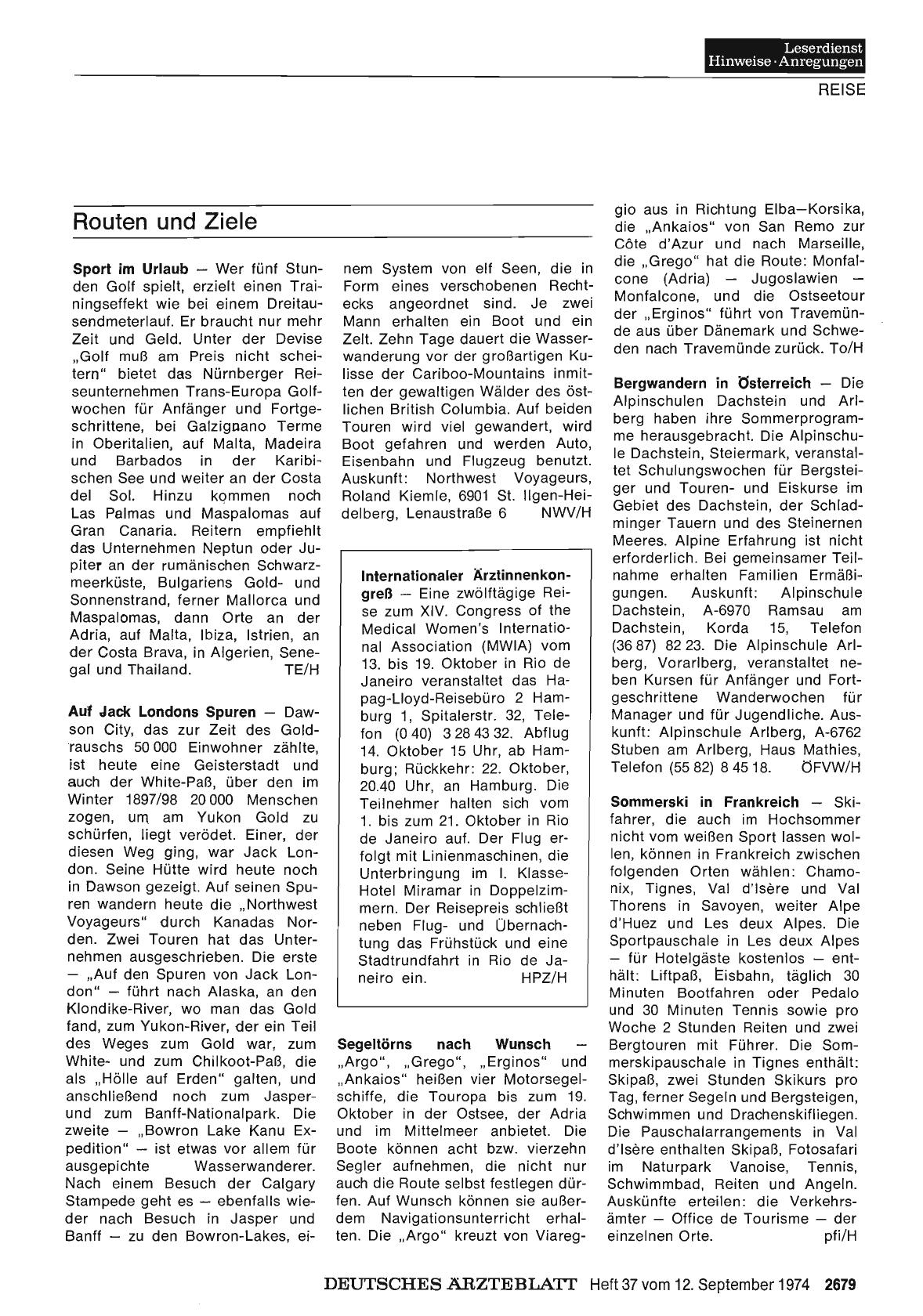 Vorschauseite 1: Routen und Ziele
