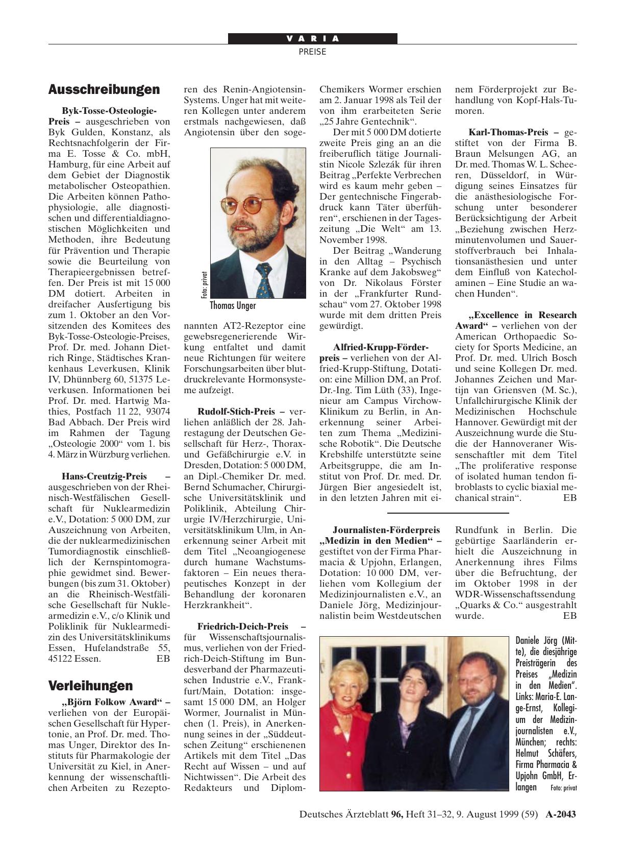 Vorschauseite 1: Verleihungen