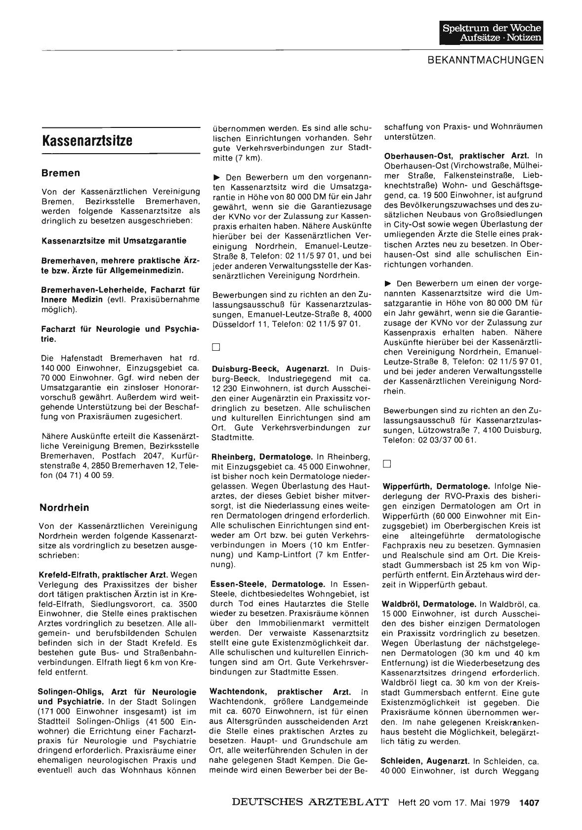 Vorschauseite 1: Kassenarztsitze