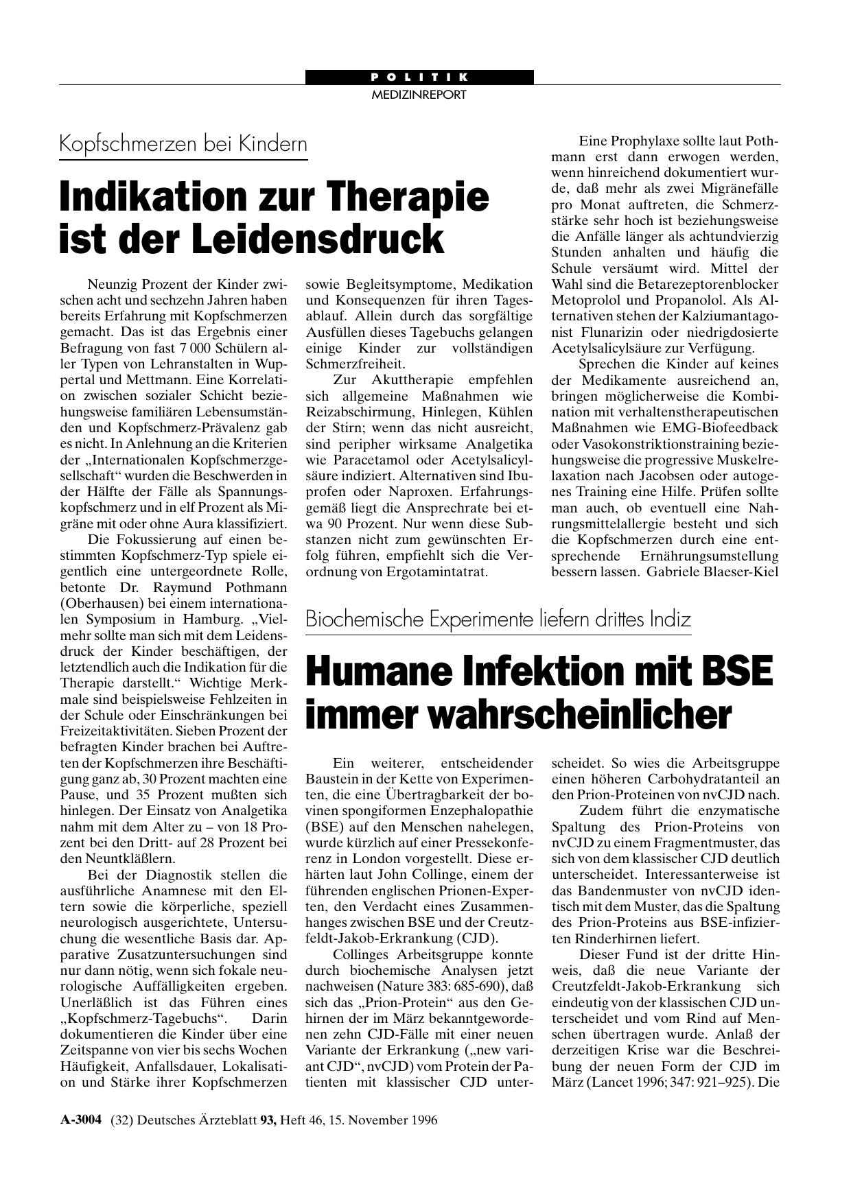 Vorschauseite 1: Kopfschmerzen bei Kindern: Indikation zur Therapie ist der Leidensdruck