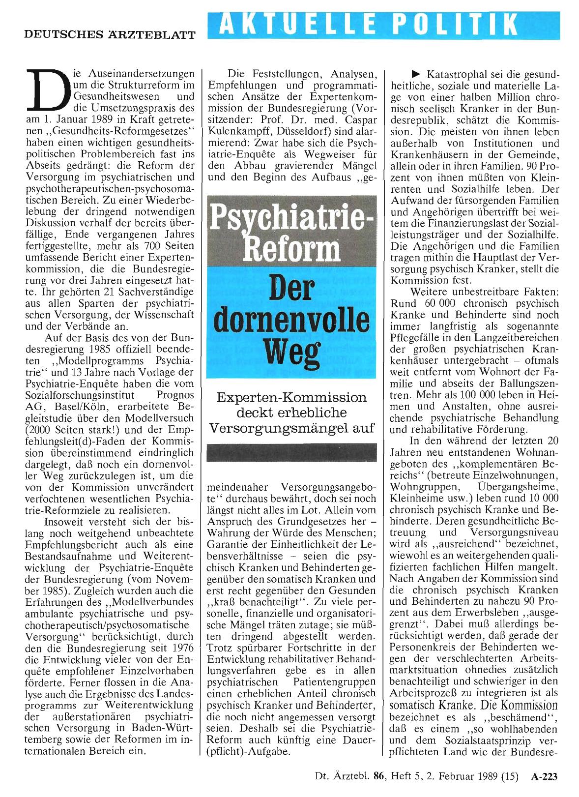 Vorschauseite 1: Psychiatrie-Reform: Der dornenvolle Weg