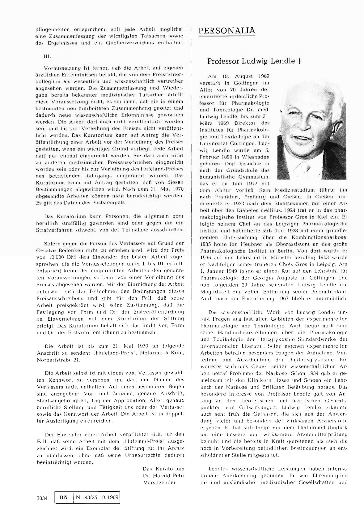 Vorschauseite 1: Professor Ludwig Lendle †