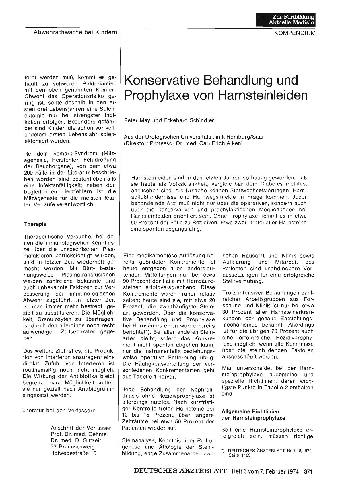 Vorschauseite 1: Konservative Behandlung und Prophylaxe von Harnsteinleiden