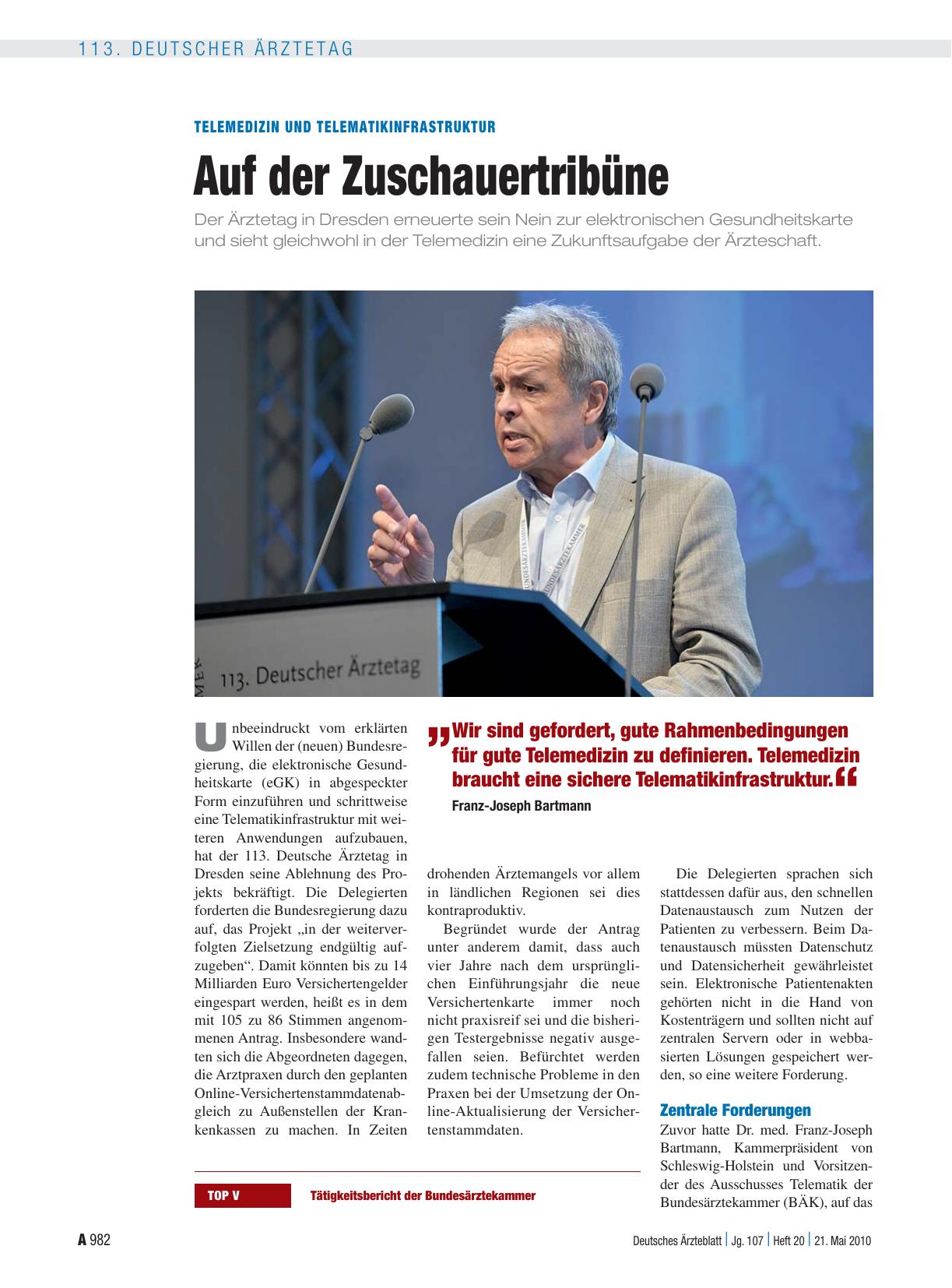 Vorschauseite 1: Telemedizin und Telematikinfrastruktur: Auf der Zuschauertribüne