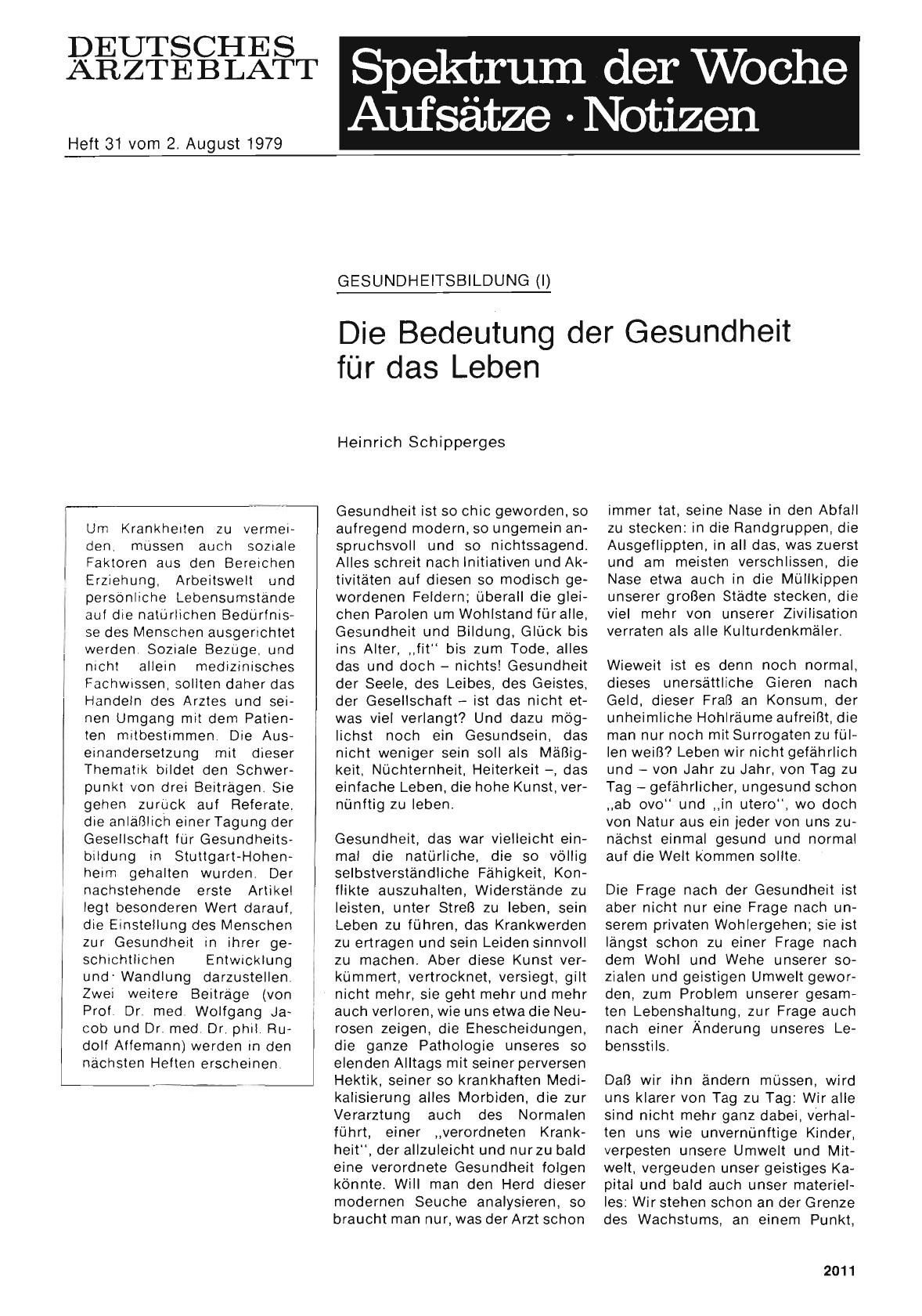 Vorschauseite 1: Gesundheitsbildung: Die Bedeutung der Gesundheit für das Leben