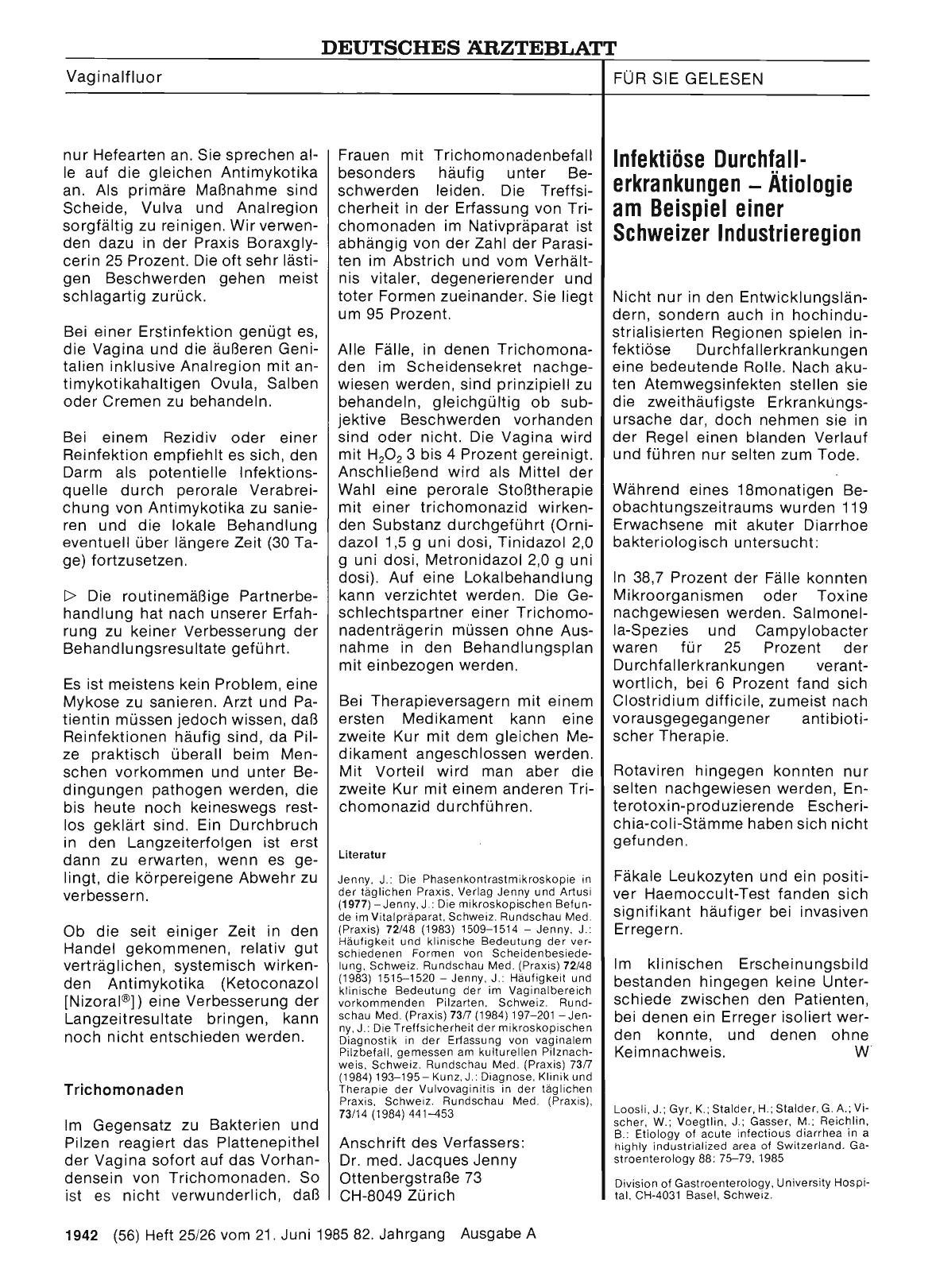Vorschauseite 1: Infektiöse Durchfallerkrankungen — Ätiologie am Beispiel einer Schweizer Industrieregion