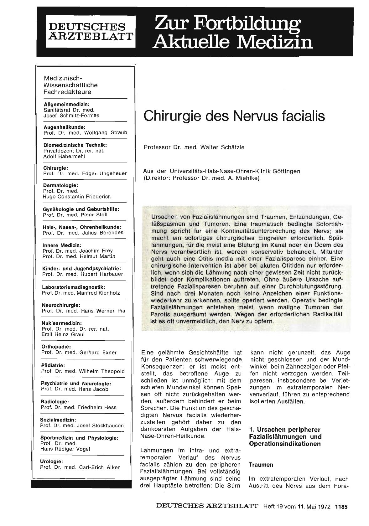 Vorschauseite 1: Chirurgie des Nervus facialis