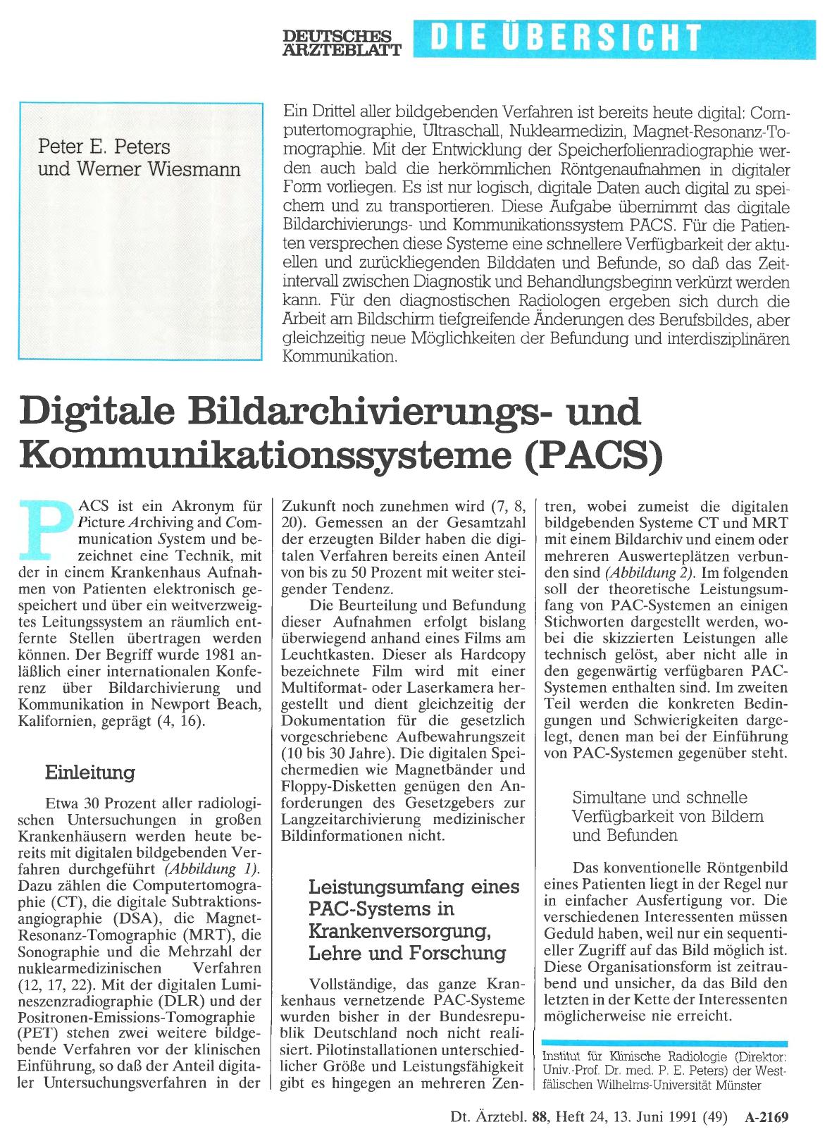 Vorschauseite 1: Digitale Bildarchivierungsund Kommunikationssysteme (PACS)