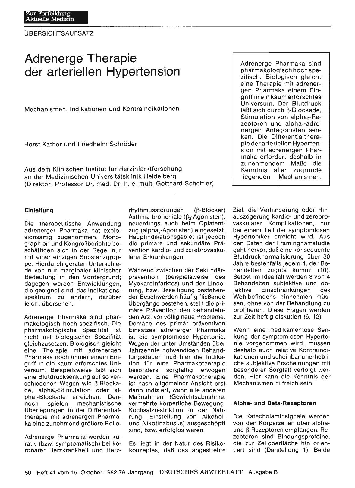 Vorschauseite 1: Adrenerge Therapie der arteriellen Hypertension: Mechanismen, Indikationen und Kontraindikationen