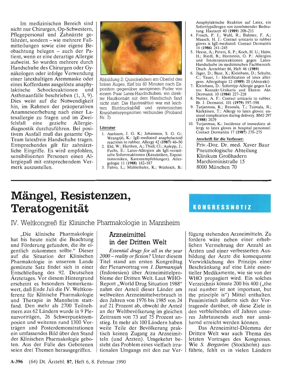 Vorschauseite 1: Mängel, Resistenzen, Teratogenität: IV. Weltkongreß für Klinische Pharmakologie in Mannheim