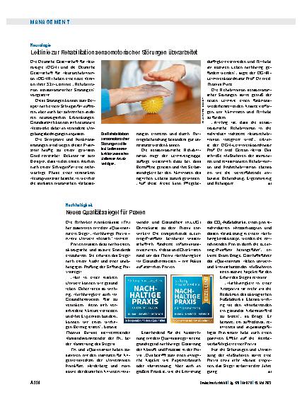 Vorschauseite 1: Neurologie: Leitlinie zur Rehabilitation sensomotorischer Störungen überarbeitet