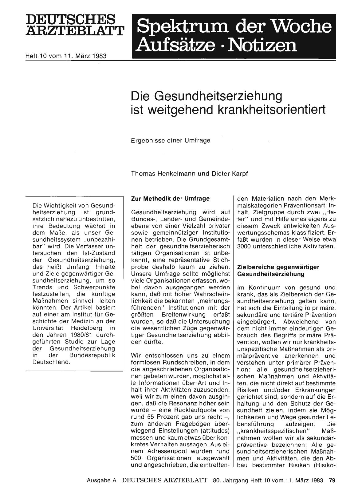 Vorschauseite 1: Die Gesundheitserziehung ist weitgehend krankheitsorientiert