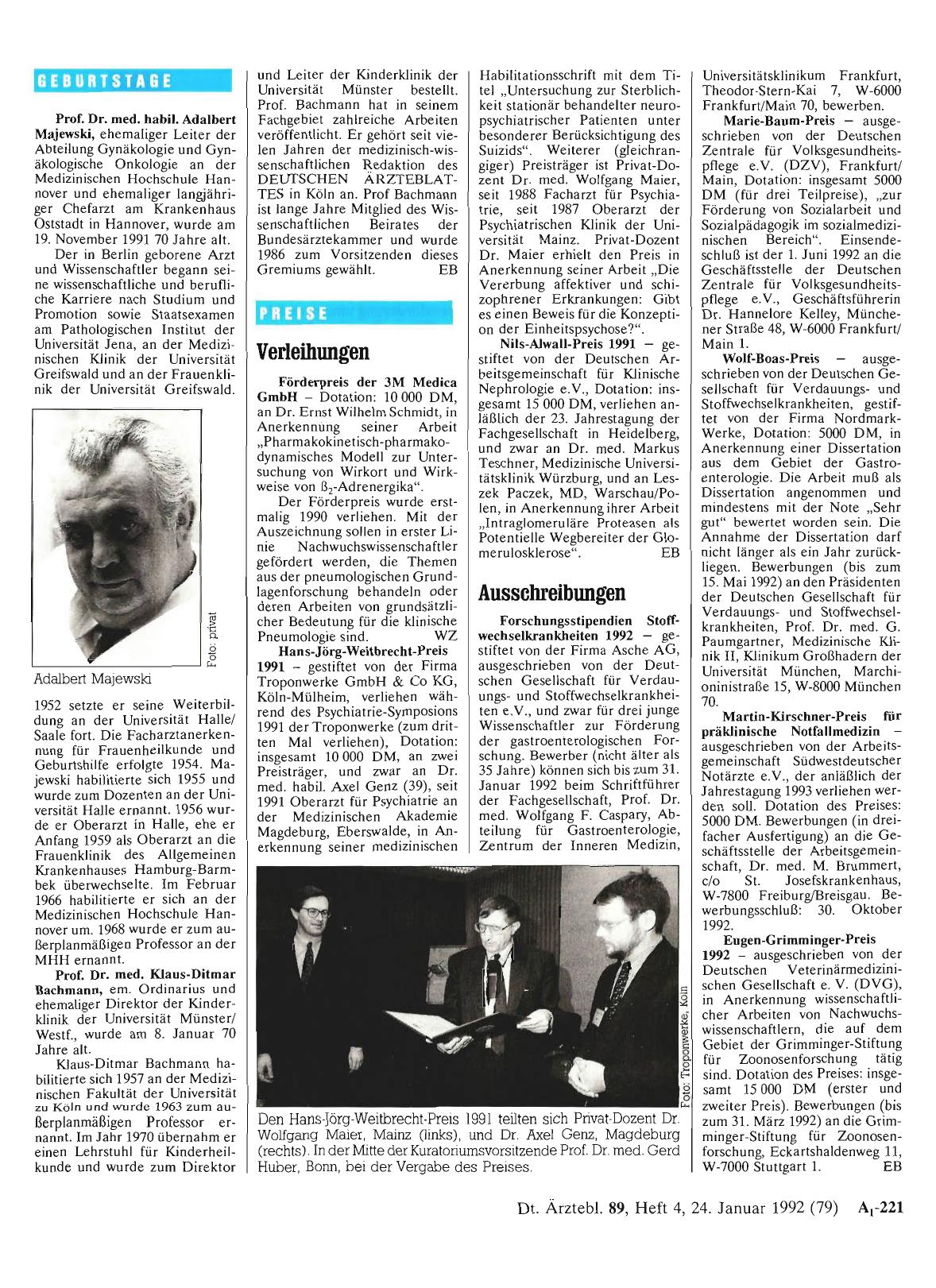 Vorschauseite 1: Preise: Verleihungen